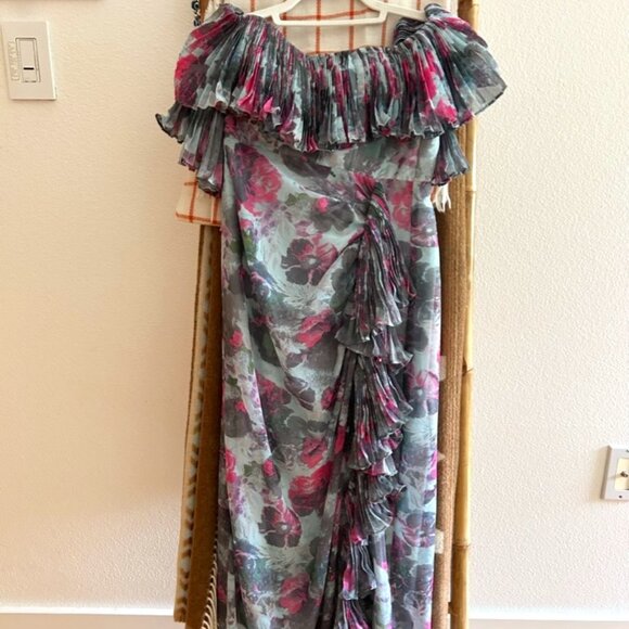 Hutch Off-The-Shoulder Ruffled Column Dress - 0 Petite - Picture 1 of 3